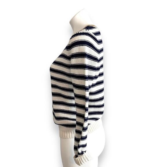 H&M Sweater Striped White and Blue Nautical Preppy Spring Trendy Size S - Picture 2 of 16